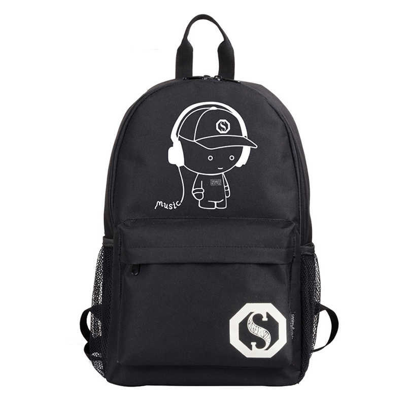 Super Cool Luminous Boys and Girls Backpack USB Charging School Bags Anime Fashion Unisex Backpack Teenager men Travel bag 211013