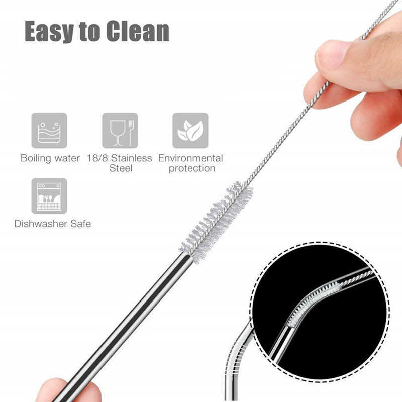 50/100Pcs Batch Straws brushes Reusable Metal brushes Wholesale Stainless Steel Eco-friendly brush 175mm for 6mm diameter straw 210831