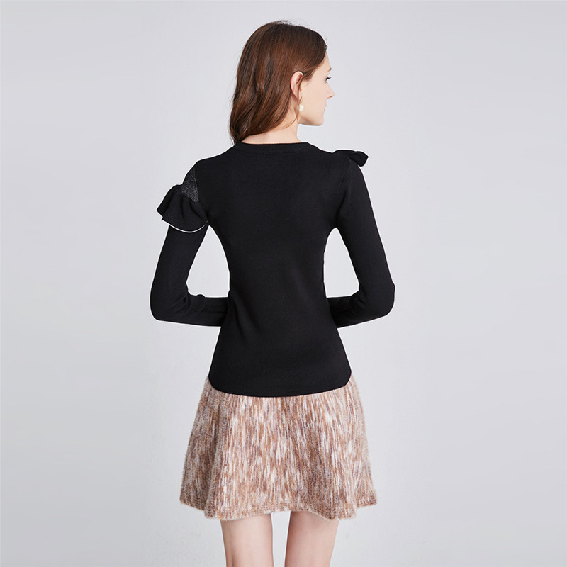 Winter Women Sweater Korean Knitted Warm Tunic Long Sleeve Black Sexy Pullover Casual Lace Mesh Cashmere Jumper 210428