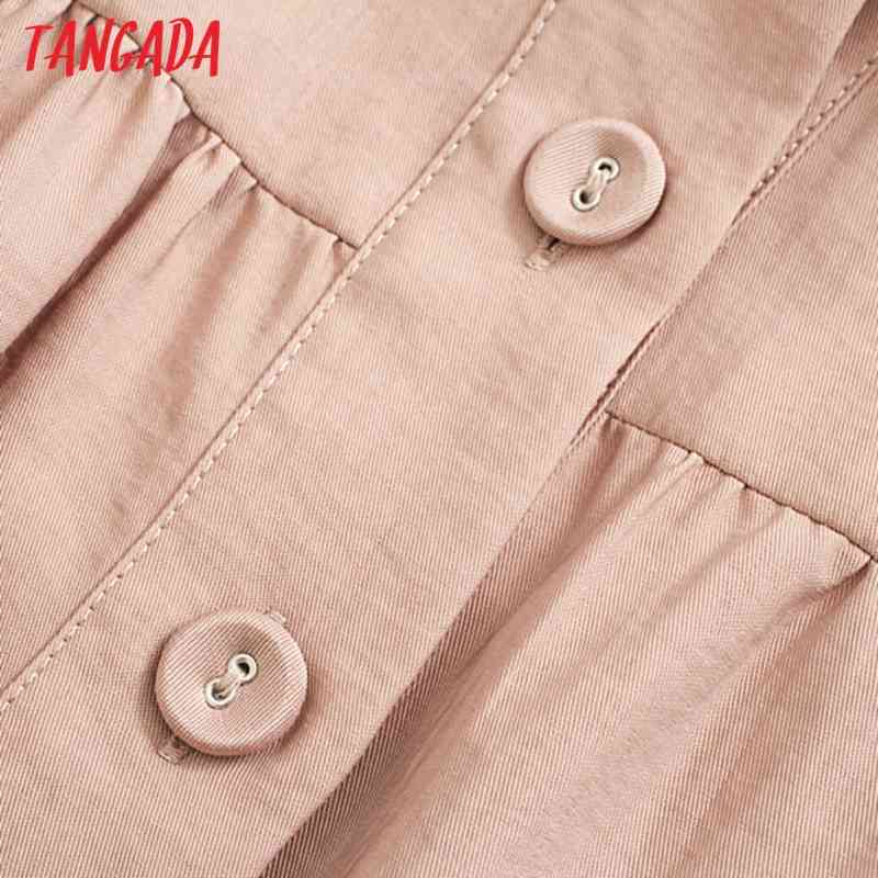 Women Retro Pink Pleated Crop Turn Down Collar Chic Female Loose Shirt Tops 4N12 210416