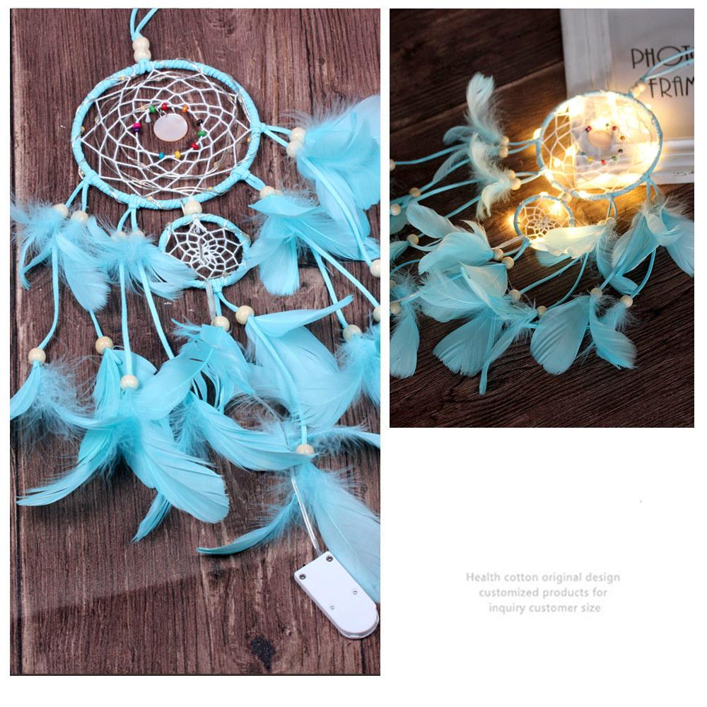 LED Light Dream Catcher Handmade Feathers Car Home Wall Hanging Decoration Ornament Gift Dreamcatcher Wind Chime christmas b