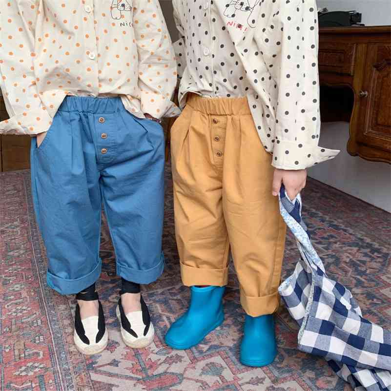 Autumn boys and girls cotton thin loose trousers 3 buttons all-match pants for children 210708, Yellow
Autumn boys and girls cotton thin loose trousers 3 buttons all-match pants for children 210708, Yellow