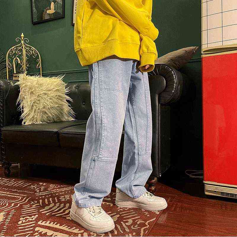 Loose Straight Men Jeans asthetic Man Jeans Pants for boy Casual Baggy hip hop Men's Women's jeans Neutral Denim Trousers 211120