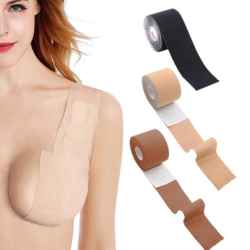 

Bras For Women Adhesive Invisible Bra Nipple Pasties Covers Breast Lift Tape Push Up Strapless Pads Sticky Seamless Backless, 5mx5cm brown
