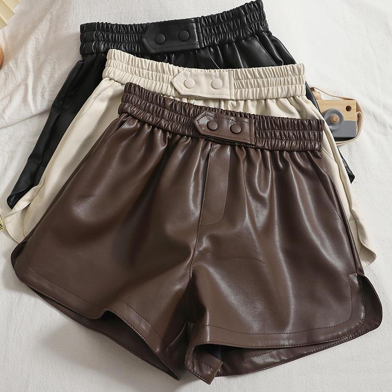 Women's Shorts Autumn Winter Black Leather Women High Waist Casual Feminino Elastic Sexy Wide Leg PU Pants Q5087, Black shorts
Women's Shorts Autumn Winter Black Leather Women High Waist Casual Feminino Elastic Sexy Wide Leg PU Pants Q5087, Black shorts