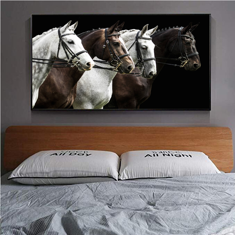 Four Horses Modern Art Paintings Wall Decorative Pictures For Living Room Canvas Prints Posters Animal Art Big Size
