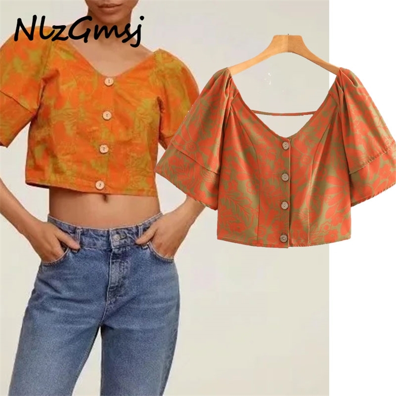 Blouse Women's Beach Single Breasted V-neck Printed Shirt Short Sleeve Female Casual Summer Crop Top Holiday 210628, As picture
Blouse Women's Beach Single Breasted V-neck Printed Shirt Short Sleeve Female Casual Summer Crop Top Holiday 210628, As picture