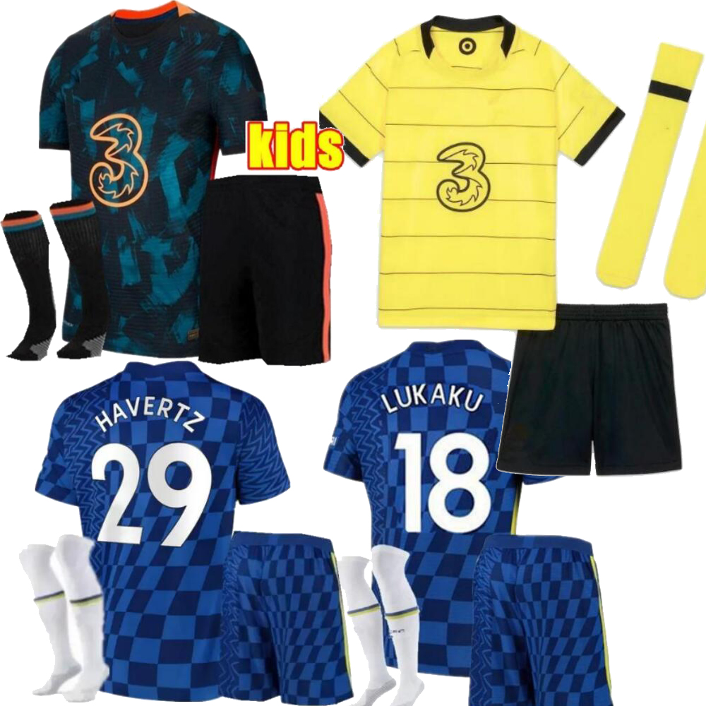 HAVERTZ LUKAKU Soccer Jersey PULISIC Kids Kit Home Blue away yellow 3rd Black CHILWELL ZIYECH KANTE MOUNT WERNER Young Football shirt uniforms 21 22, Home kids
HAVERTZ LUKAKU Soccer Jersey PULISIC Kids Kit Home Blue away yellow 3rd Black CHILWELL ZIYECH KANTE MOUNT WERNER Young Football shirt uniforms 21 22, Home kids