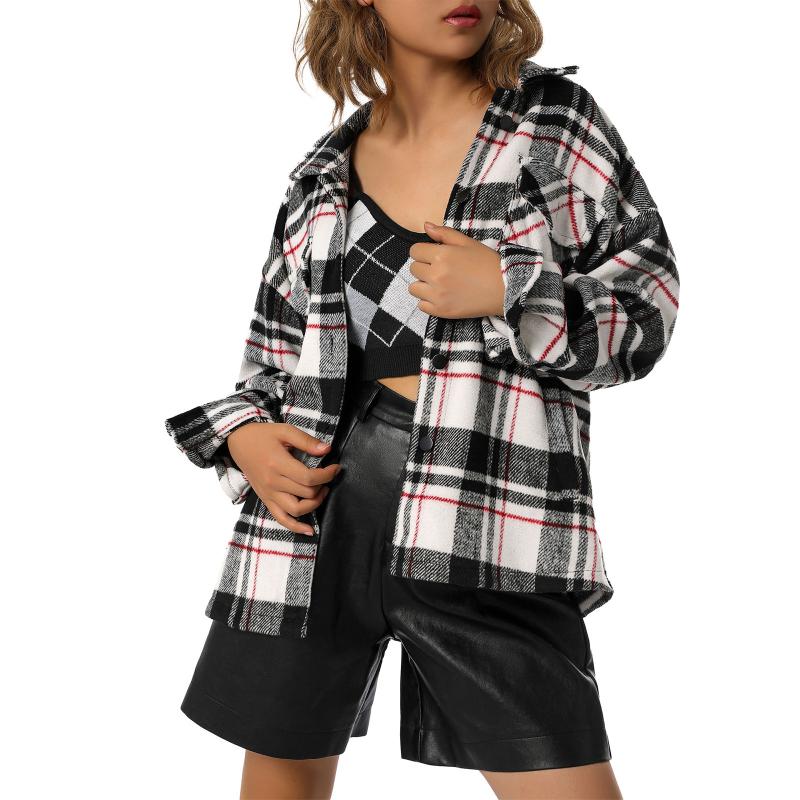 Women's Blouses & Shirts Women Clothing Autumn SPRING Plaid Shirt Jacket Adults Vintage Button-down Long Sleeve Lapel Outerwear With Pockets, White
Women's Blouses & Shirts Women Clothing Autumn SPRING Plaid Shirt Jacket Adults Vintage Button-down Long Sleeve Lapel Outerwear With Pockets, White