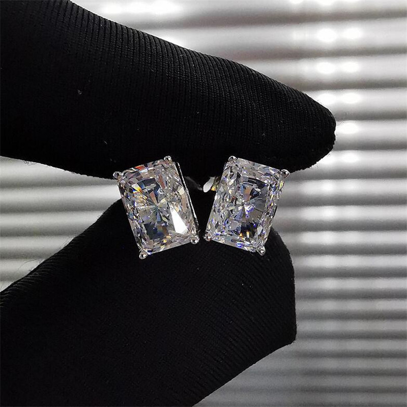 Sterg Sier Princess Cut Multicolor Zircon Gemstone Stud Earrings: Handmade Jewelry for Women