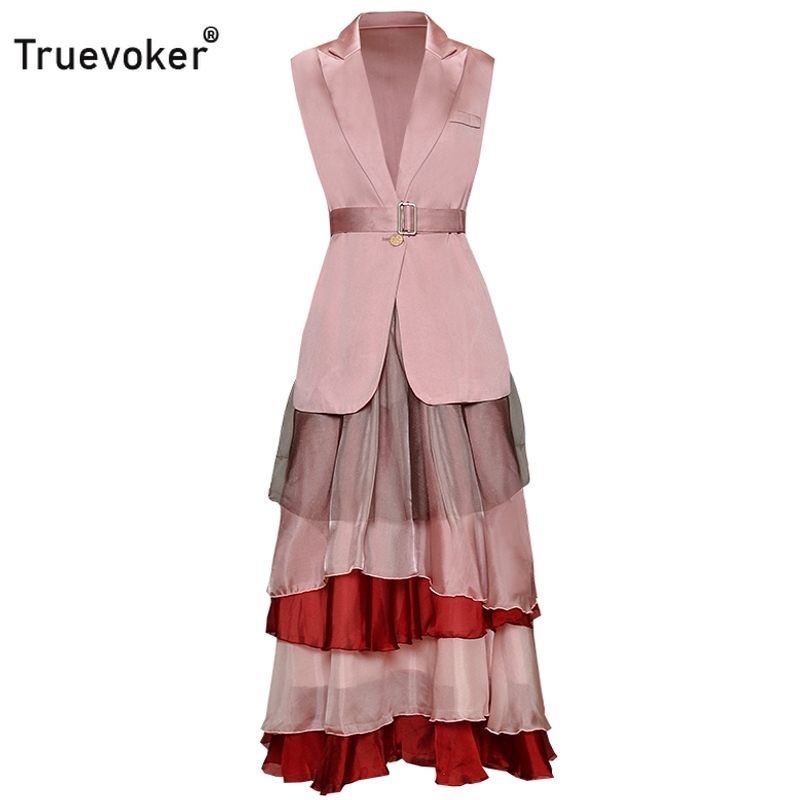 Truevoker Runway Party Two Piece Set Women's Turn-down Collar Sleeveless Belted Jacket + Color Block Cake Skirt Suits 210602, Pink
Truevoker Runway Party Two Piece Set Women's Turn-down Collar Sleeveless Belted Jacket + Color Block Cake Skirt Suits 210602, Pink