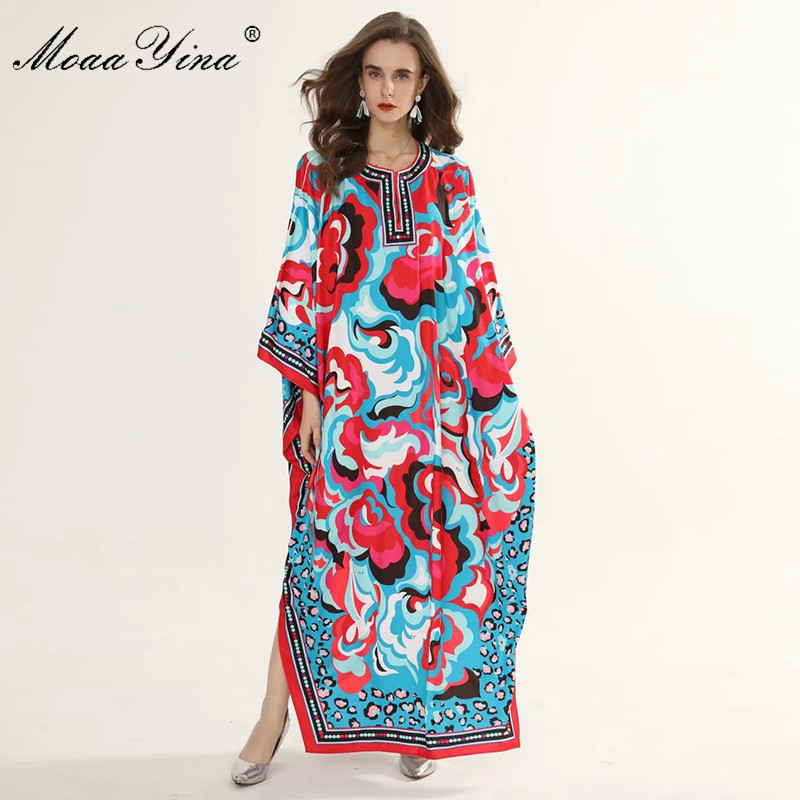 Fashion Designer Runway dress Spring Summer Women Dress Batwing Sleeve Multicolor Print Plus Size Loose Maxi Dresses 210524, Multi
Fashion Designer Runway dress Spring Summer Women Dress Batwing Sleeve Multicolor Print Plus Size Loose Maxi Dresses 210524, Multi