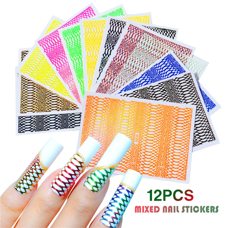 12sheets Mixed Snake Pattern Nail Stickers Hollow Strip Nails Art Sticker Self Adhesive DIY Manicure Tool Decal, Black
12sheets Mixed Snake Pattern Nail Stickers Hollow Strip Nails Art Sticker Self Adhesive DIY Manicure Tool Decal, Black