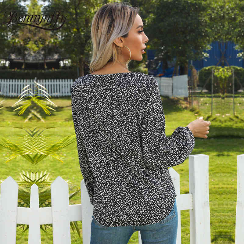 Tie Neck Printed Women Tops And Blouses Spring Summer V-neck Long Sleeve Top Female Casual Blusas Free 210510