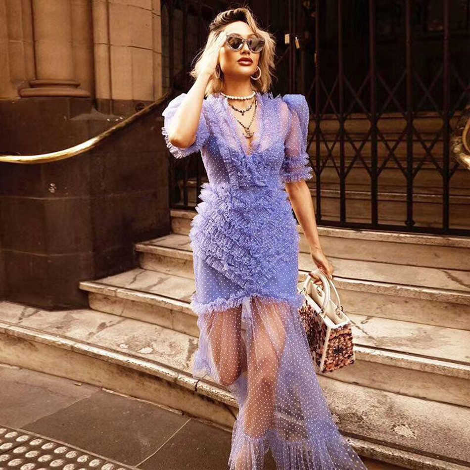 High Quality Summer Long Lace Dress Vacation Beach Ladies Professional Style Feminine Party 210525