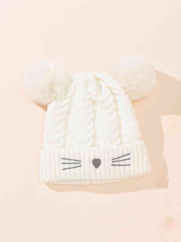Baby Pom Decor Cartoon Embroidered Beanie SHE