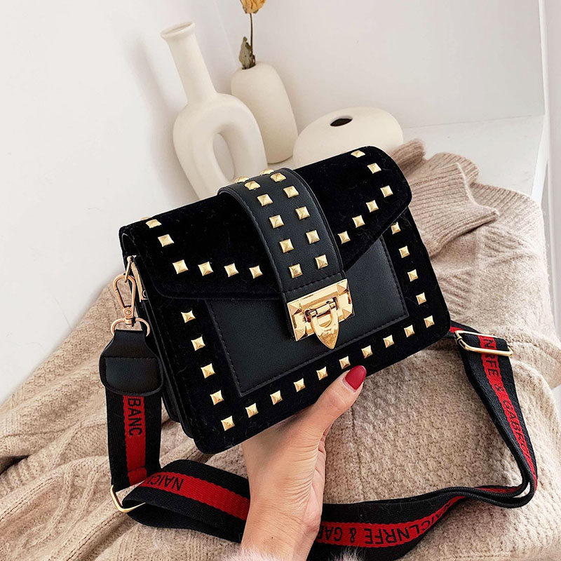Crossbody Bag Luxury Womens Bag Rivet Flap Shoulder Bag Women Leather Square Messenger Purse And Handbag Female Bolso MMM
