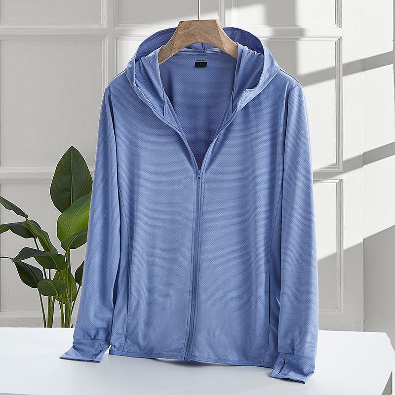 Summer Men Breathable Sportswear Skin Clothing UV Protection Wear Hooded Patchwork Coat Male Solid Sun-proof Jackets W170 Men's