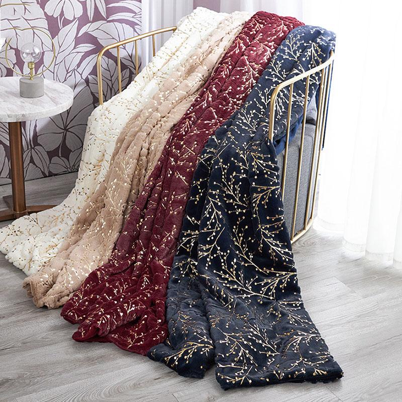 Fur PV Velvet Bronzing Branches Blanket Super Warm Soft Lunch Break Travel Sofa Throw Bedspread Blankets