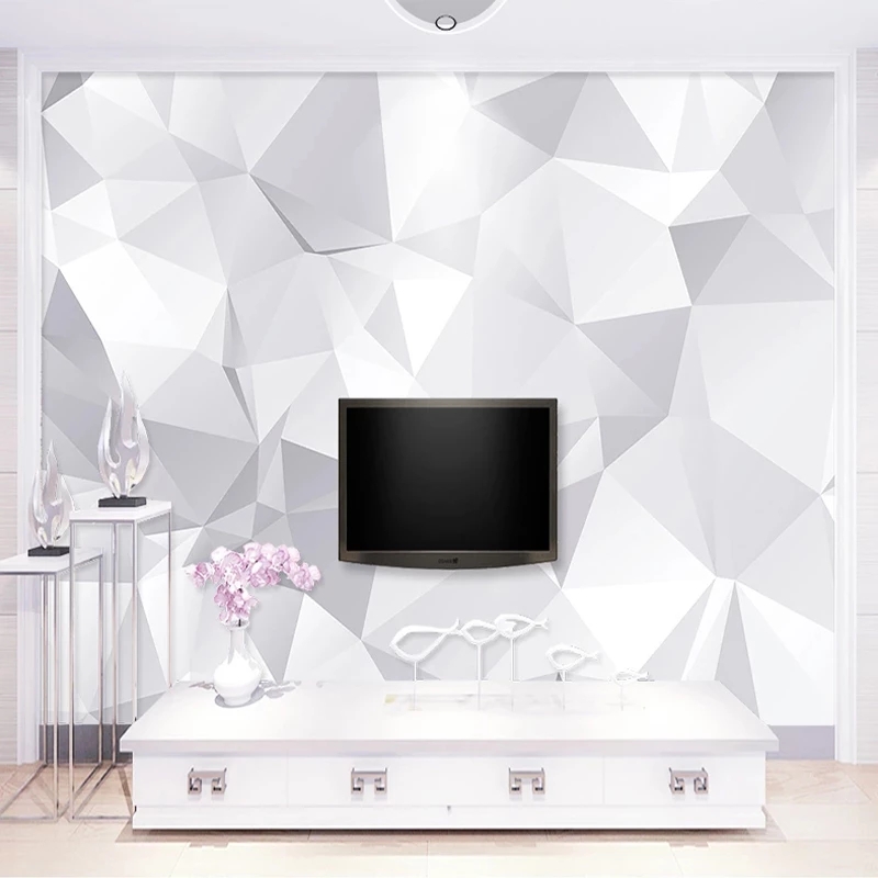 Custom Photo 3D Wall Murals White Grey Geometric Modern Living Room TV Background Wallpaper Home Decor Waterproof