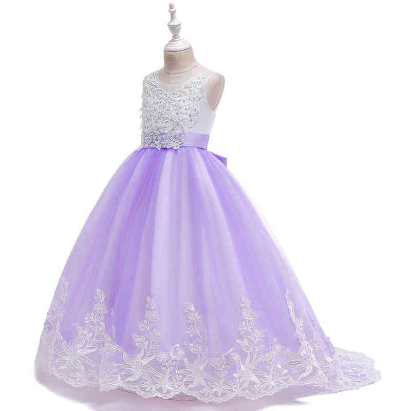 2022 Summer Girls Dress Long Bridesmaid Kids Dresses For Girls Children Princess Dress Party Wedding Dress 3 10 12 Years Vestido AA220303