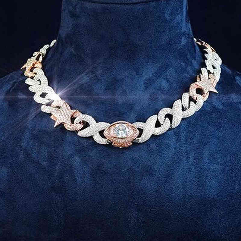 2021 New Two Tone Color Star Eye Pendant With 16mm Infinity Cuban Chain Iced Out Bling 5A CZ HipHop Men Women Necklaces Jewelry X0509
2021 New Two Tone Color Star Eye Pendant With 16mm Infinity Cuban Chain Iced Out Bling 5A CZ HipHop Men Women Necklaces Jewelry X0509