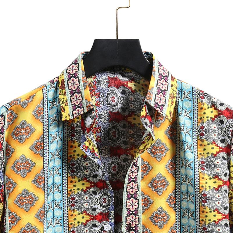Men's Short Sleeve Shirts Cardigan Hawaiian Printing Button Down Shirt Men Casual Male Blouse Tops Streetwear Chemise Homme