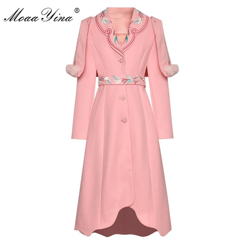 Fashion Designer Woolen coat Winter Women Long sleeve Embroidery Elegant Keep warm cloak Overcoat 210524, Pink
Fashion Designer Woolen coat Winter Women Long sleeve Embroidery Elegant Keep warm cloak Overcoat 210524, Pink