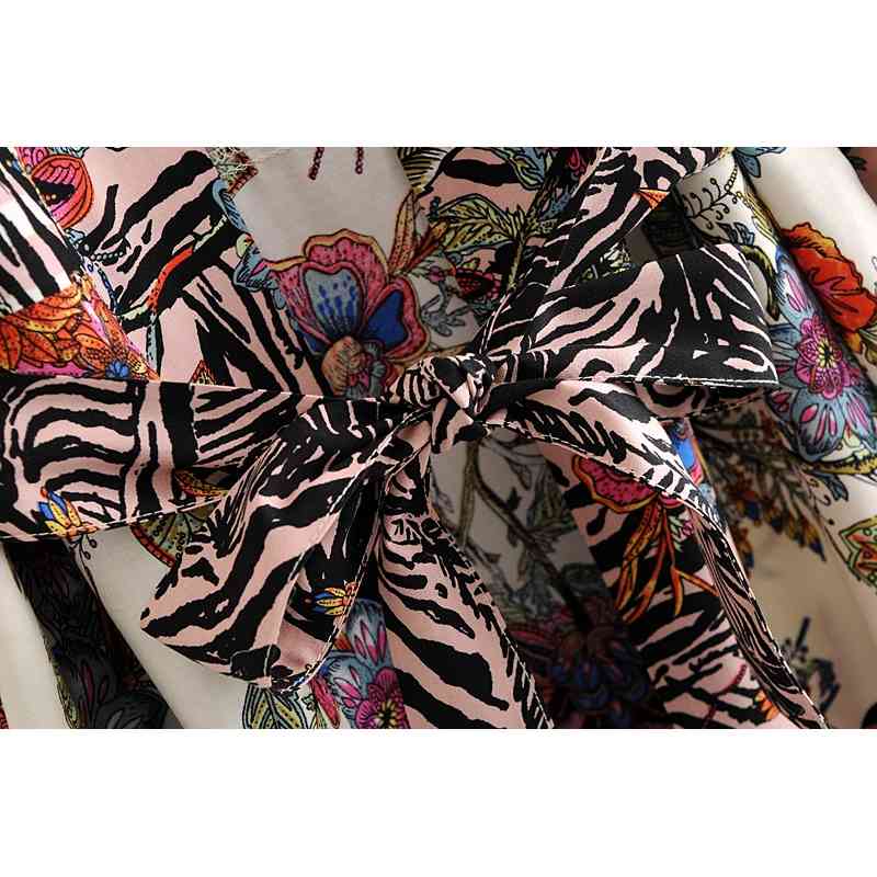Bohemia Locate Floral Print Long Kimono Shirt Hippie Women Lacing up Tie Bow Sashes Cardigan Loose Blouse BOHO Tops Holiday 210429