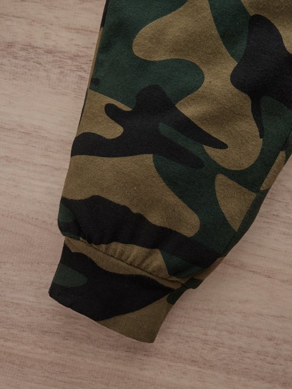 Baby Letter Graphic Hoodie & Camo Print Sweatpants SHE