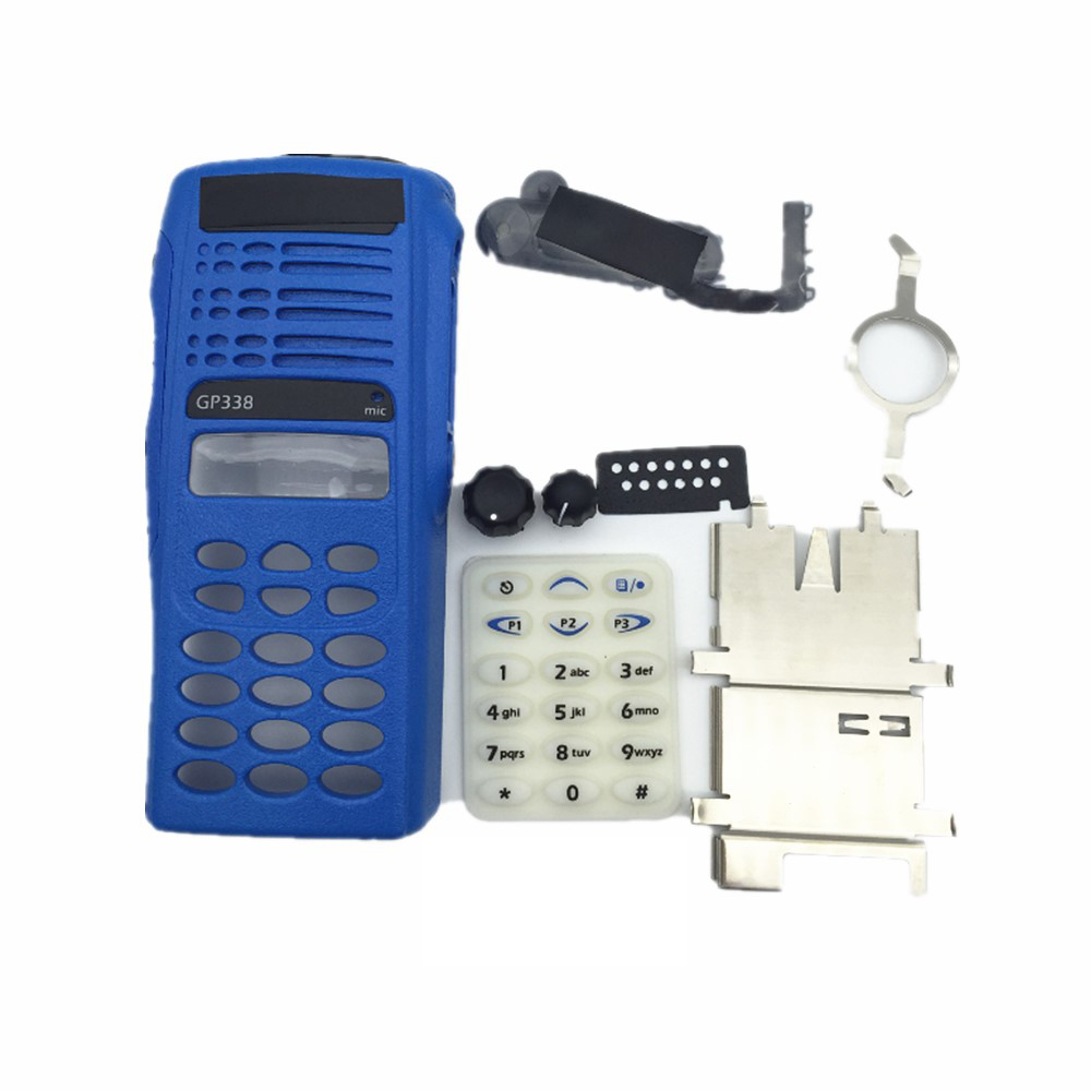 Blue Front Shell Habilage du boîtier du boîtier Kit de réparation Kit de volume Bouton pour Motorola GP338 GP380 PTX760 Radio Walkie Talkie