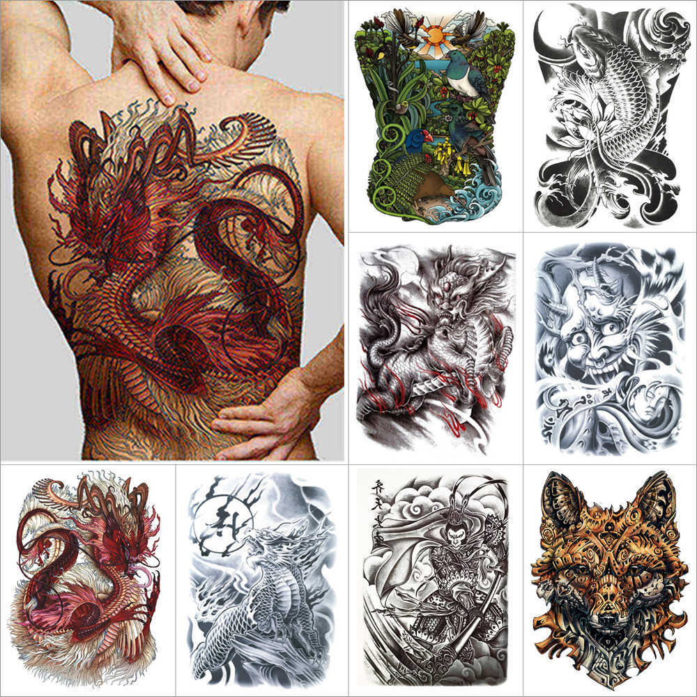Full Back Waterproof Sticker Body Temporary Dragon Fox Fish Unicorn Carp Flower Tiger Lion Cool Large Fake Sexy Tattoo
Full Back Waterproof Sticker Body Temporary Dragon Fox Fish Unicorn Carp Flower Tiger Lion Cool Large Fake Sexy Tattoo