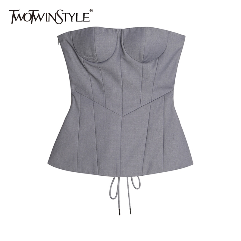 Sexy Solid Vest For Women Slash Neck Sleeveless Lace Up Bowknot Vests Female Summer Fashion Clothing Style 210524, Gray
Sexy Solid Vest For Women Slash Neck Sleeveless Lace Up Bowknot Vests Female Summer Fashion Clothing Style 210524, Gray