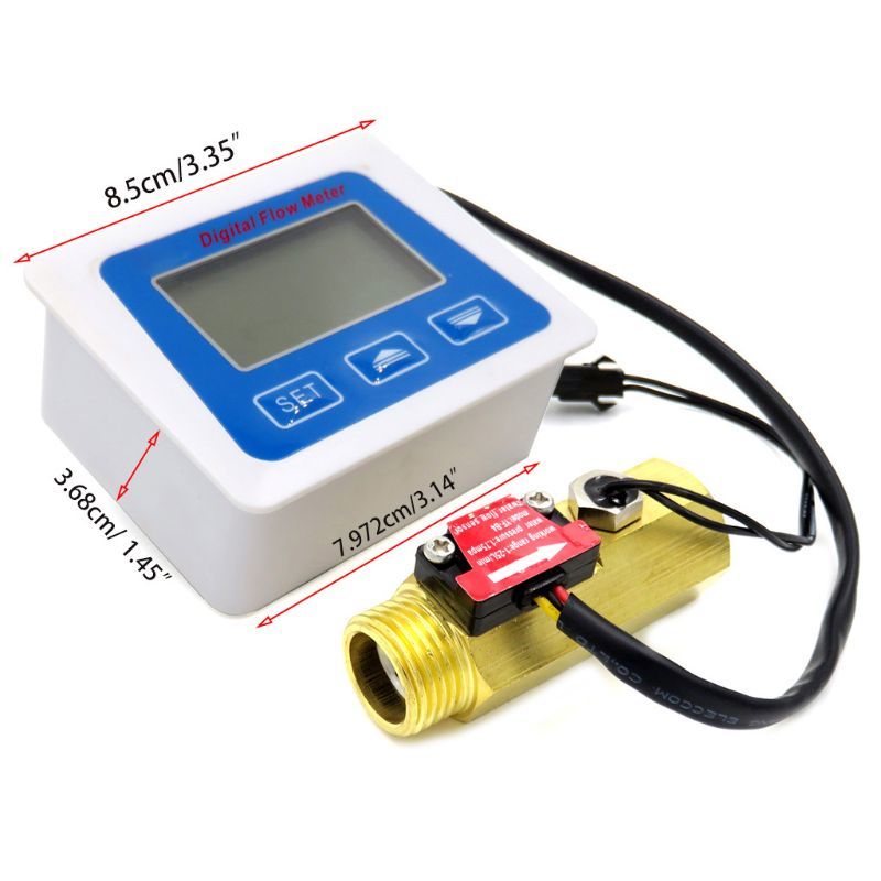Digital Lcd Display Water Flow Sensor Flowmeter Rotameter Temperature
