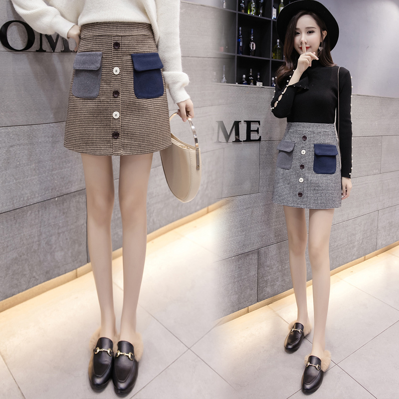 Jupe Femme Winter Fashion Plaid Women Skirts Woolen High Waist Elegant Vintage Shorts Mini 7475 50 210508