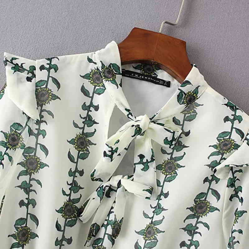 Fashion Women Pastoral Wind Printing Elegant Chiffon Mini Dresses Casual Petal Sleeve Clothing D890 210430Z