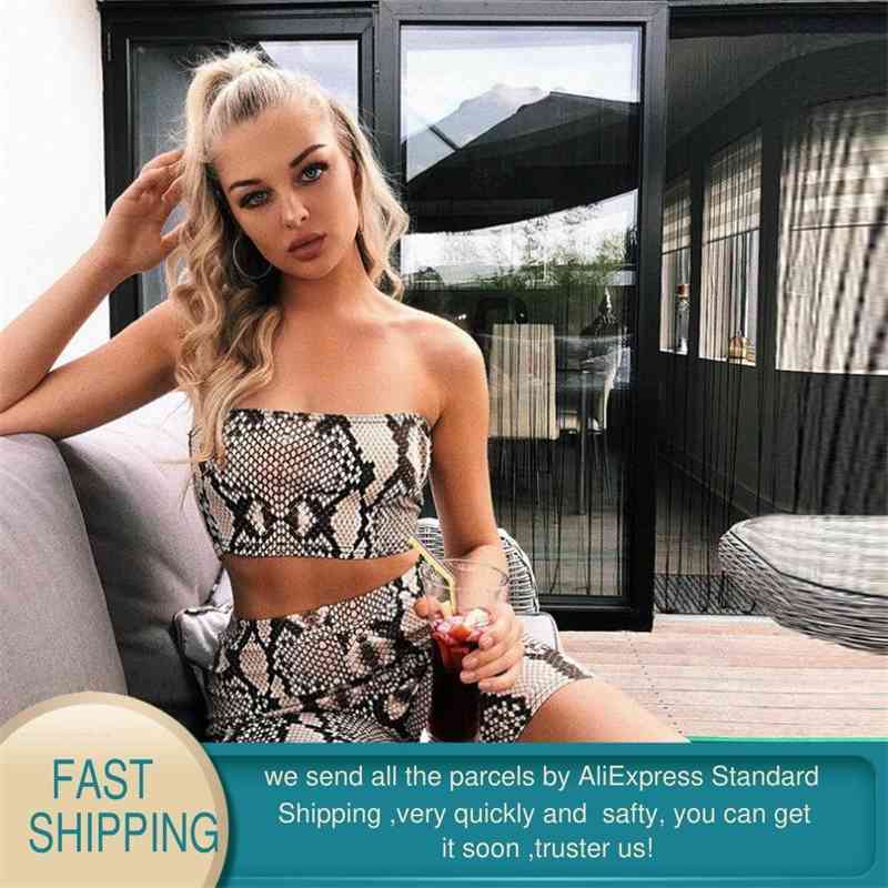 Two Piece Set Womens Summer Casual Shinny Tube Top Shorts Bodycon Outfits Sexy Short Sport Jumpsuit s 210428