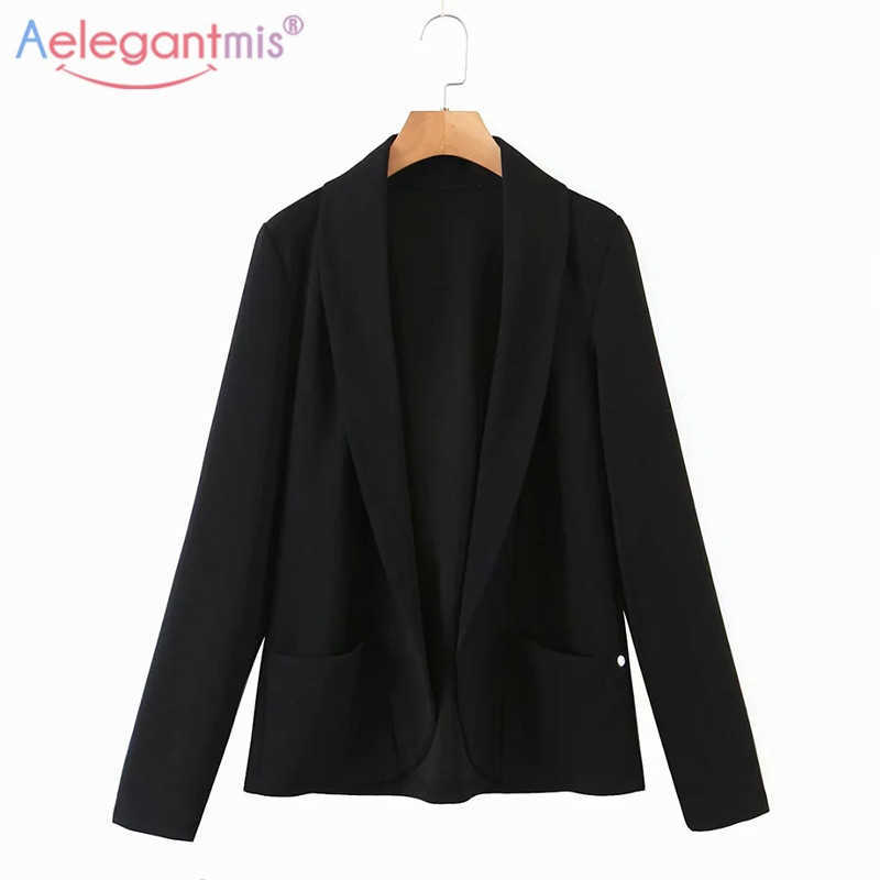 Aelegantmis Fashion Office Lady Blazer Jacket Women Casual Korean Black Long Sleeve Outwear Solid Vintage Chic Mujer Vestido 210607
Aelegantmis Fashion Office Lady Blazer Jacket Women Casual Korean Black Long Sleeve Outwear Solid Vintage Chic Mujer Vestido 210607