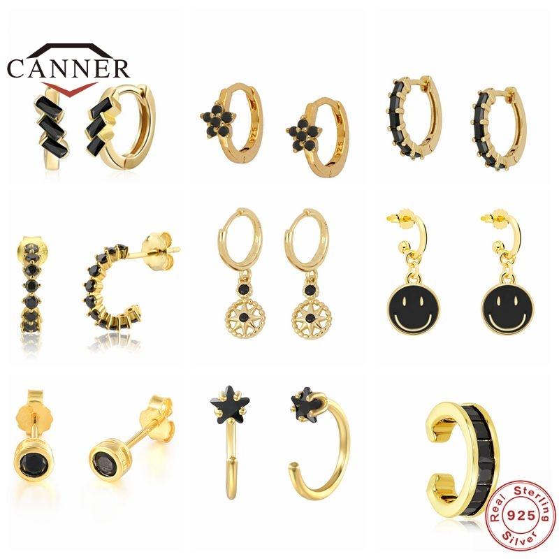 Stud CANNER 925 Sterling Silver Huggie Piercing Earring Black Diamond CZ Zircon Small Ear Earrings For Women Jewelry
Stud CANNER 925 Sterling Silver Huggie Piercing Earring Black Diamond CZ Zircon Small Ear Earrings For Women Jewelry