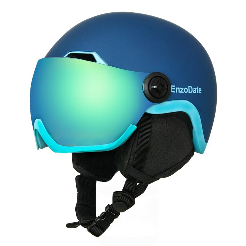 Casques de ski Enzodate Casque de neige avec bouclier de lunettes intégré 2 en 1 Snowboard et Masque détachable Night Vision Vision Night Vision