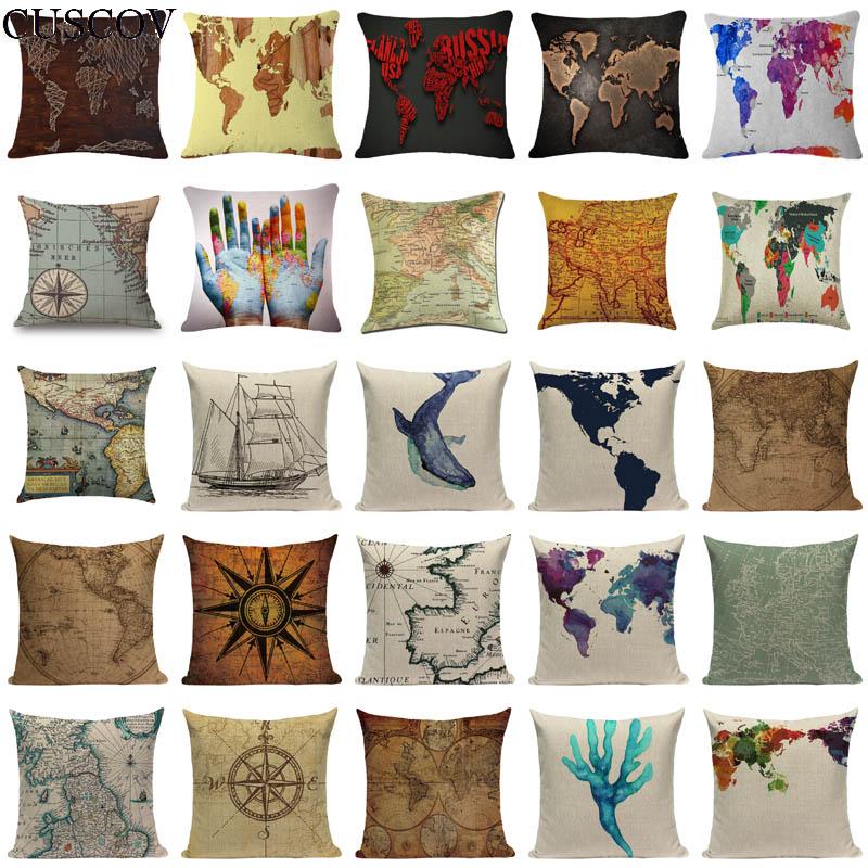 Cushion/Decorative Pillow Nautical Map Cushion World Decoration Pillowcase Linen Cojines Sofa Car Covers Decorativos Cover
Cushion/Decorative Pillow Nautical Map Cushion World Decoration Pillowcase Linen Cojines Sofa Car Covers Decorativos Cover