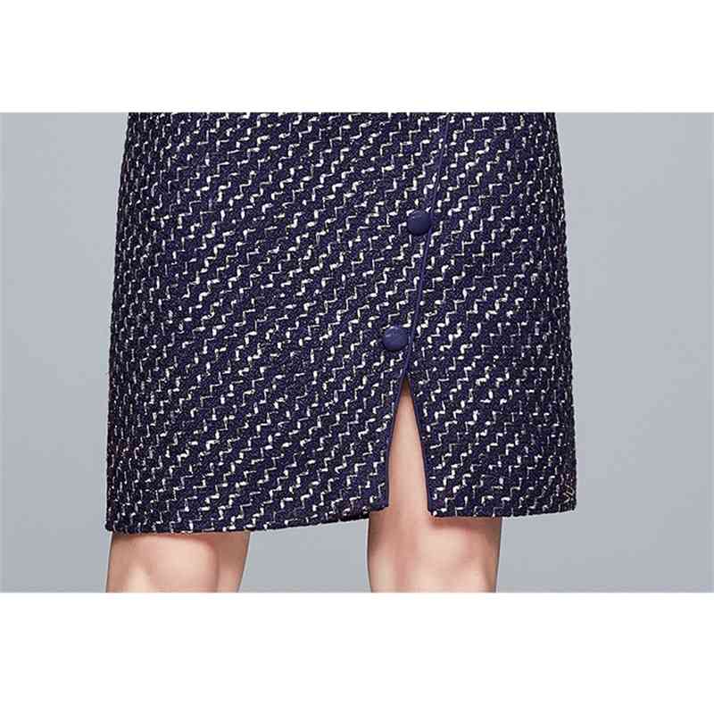 Autumn And Winter Vintage Elegant Knitted Woolen Patchwork Dress Women Long Sleeve Runway Fashion Vestido Da Festa 210520