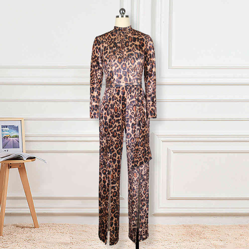 Autumn Winter Women Sexy Jumpsuits With Leopard Printing Lady's O-neck ny Sashes Lace-up High Split Rompers, Brown
Autumn Winter Women Sexy Jumpsuits With Leopard Printing Lady's O-neck ny Sashes Lace-up High Split Rompers, Brown