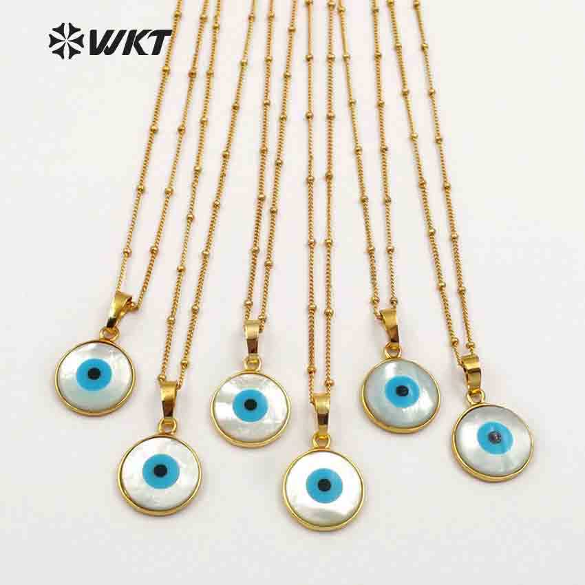 WT-JN048 Round Shape Evil Eye Pendant Natural White Shell With Gold Bezel Pendant Necklace For Women Jewelry Gift For Female X0707
WT-JN048 Round Shape Evil Eye Pendant Natural White Shell With Gold Bezel Pendant Necklace For Women Jewelry Gift For Female X0707