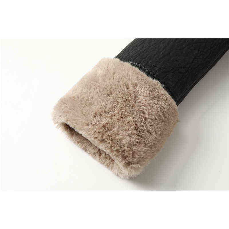 Fashion Faux Fur Coat Women Leather Jacket Autumn Winter Warm Plush Thick Outerwear Ladies Wool Fur Collar Zipper Basic Jackets 211130