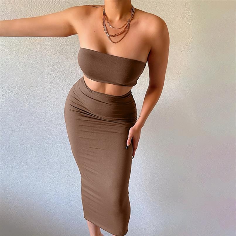 solid 2 piece set tube women tracksuits crop midi skirt bodycon streetwear party club elegant matching co ords, Gray
solid 2 piece set tube women tracksuits crop midi skirt bodycon streetwear party club elegant matching co ords, Gray