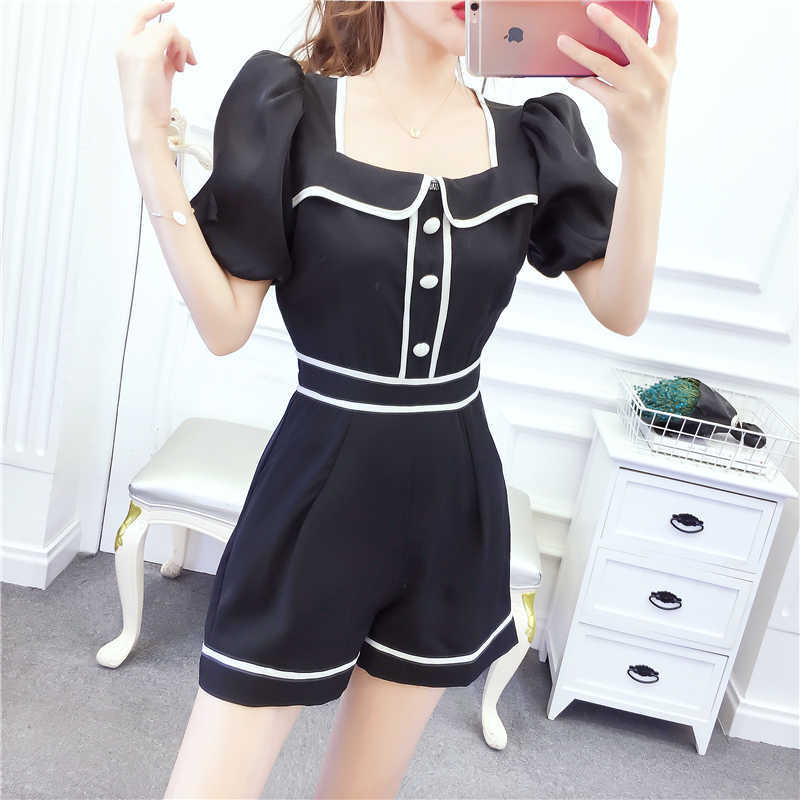 Summer Korean Fashion Hit Color Women Elegant Puff Sleeve Square Collar Wide leg Jumpsuits Office Lady Rompers 210526, Black
Summer Korean Fashion Hit Color Women Elegant Puff Sleeve Square Collar Wide leg Jumpsuits Office Lady Rompers 210526, Black