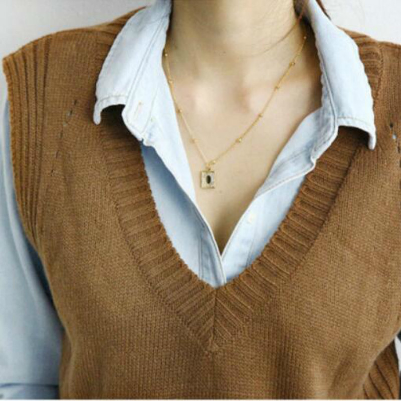 Women Retro Loose Sweater Vests Spring Autumn Korea Sleeveless White Knitting Tops Female V-Neck Knitted Tank Top Mujer 210514
