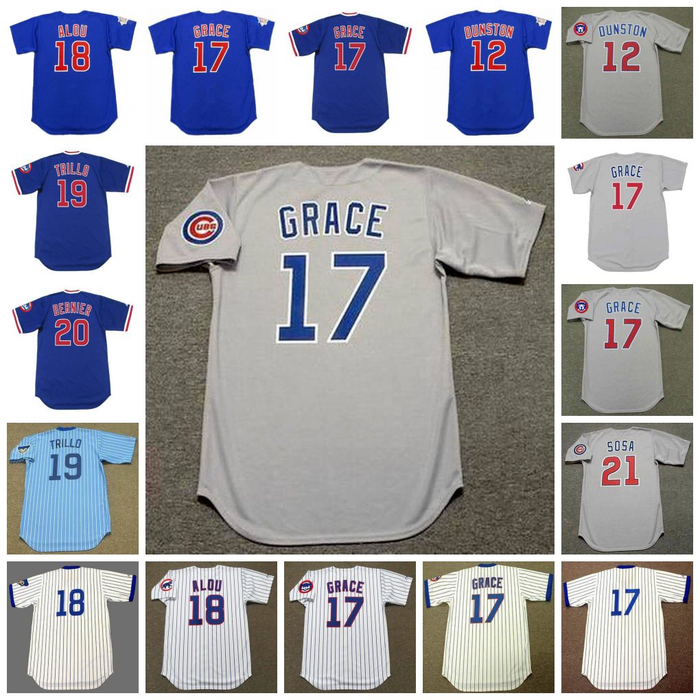 Chicago Vintage Baseball Jersey SHAWON DUNSTON 1994 17 MARK GRACE 1988 BILL MADLOCK 1976 18 MOISES ALOU 2003 19 MANNY TRILLO 1978 20 BOB DER, Blue;black
Chicago Vintage Baseball Jersey SHAWON DUNSTON 1994 17 MARK GRACE 1988 BILL MADLOCK 1976 18 MOISES ALOU 2003 19 MANNY TRILLO 1978 20 BOB DER, Blue;black