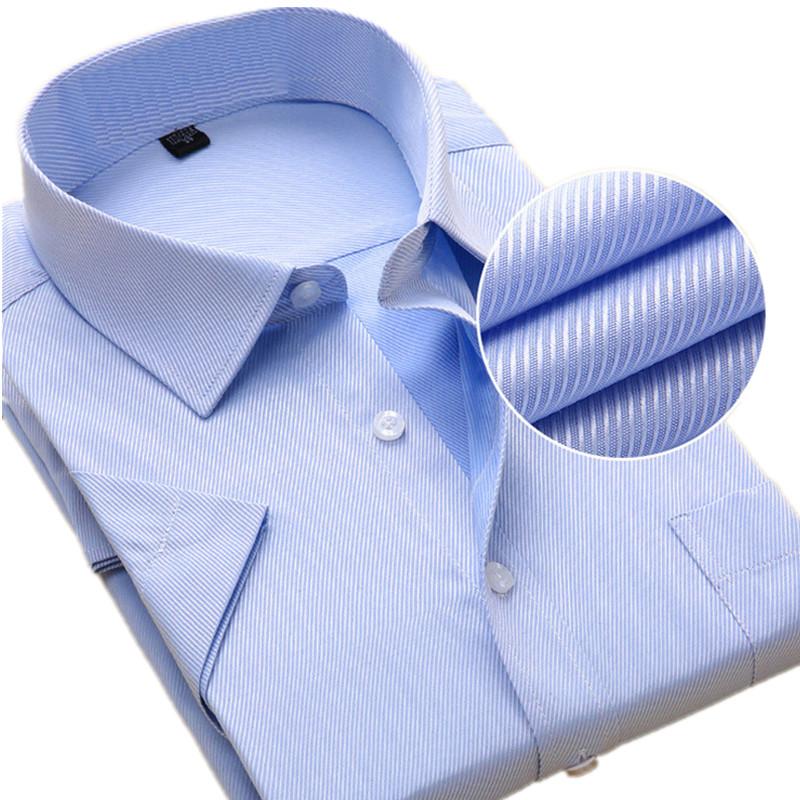Summer 4XL Men Solid Cotton Short Sleeve Dress Shirts Men's Shirt Casual Male Fitted Man Slim Fit For